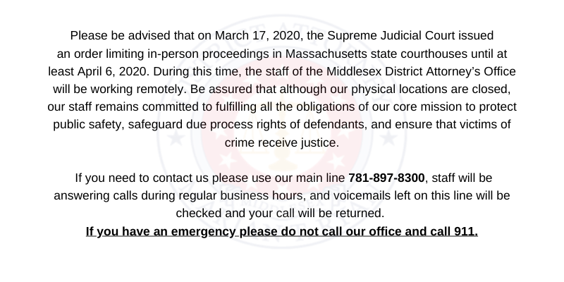 Update limiting in-person proceedings in Massachusetts state courthouses