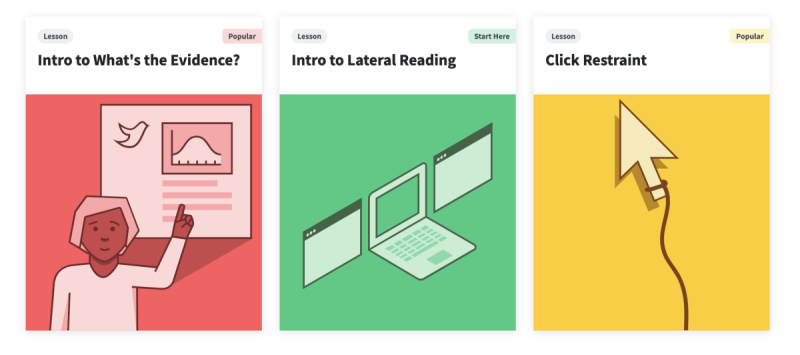Screenshot of Civic Online Reasoning lesson examples