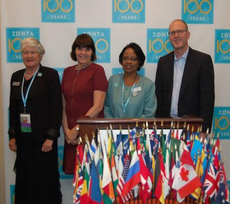   Zonta International District 1 Liaison Margaret Bateman, District Attorney Marian Ryan, District 1 Governor, Elizabeth Hart, Senator Jason Lewis