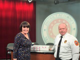 Left to Right: Marian Ryan, District Attorney; Jeffrey Winward, Chief, Lowell Fire Department
