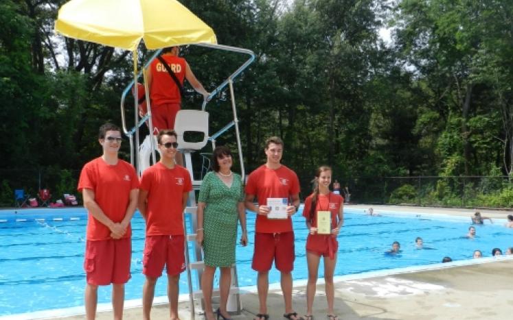 DA Ryan visits the Hall Memorial Pool in Stoneham as part of the DA's Summer Safety Initiative